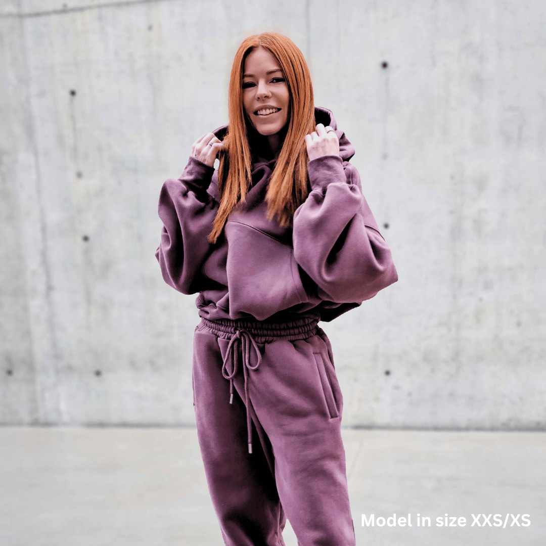 Dusty Plum | Oversized Cropped Lounge Hoodie image 9