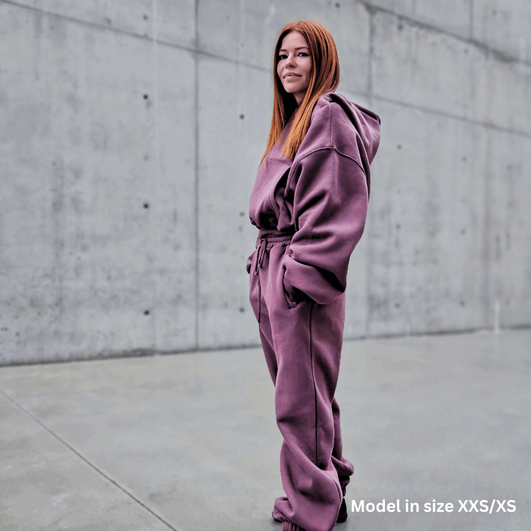 Dusty Plum | Oversized Cropped Lounge Hoodie image 7