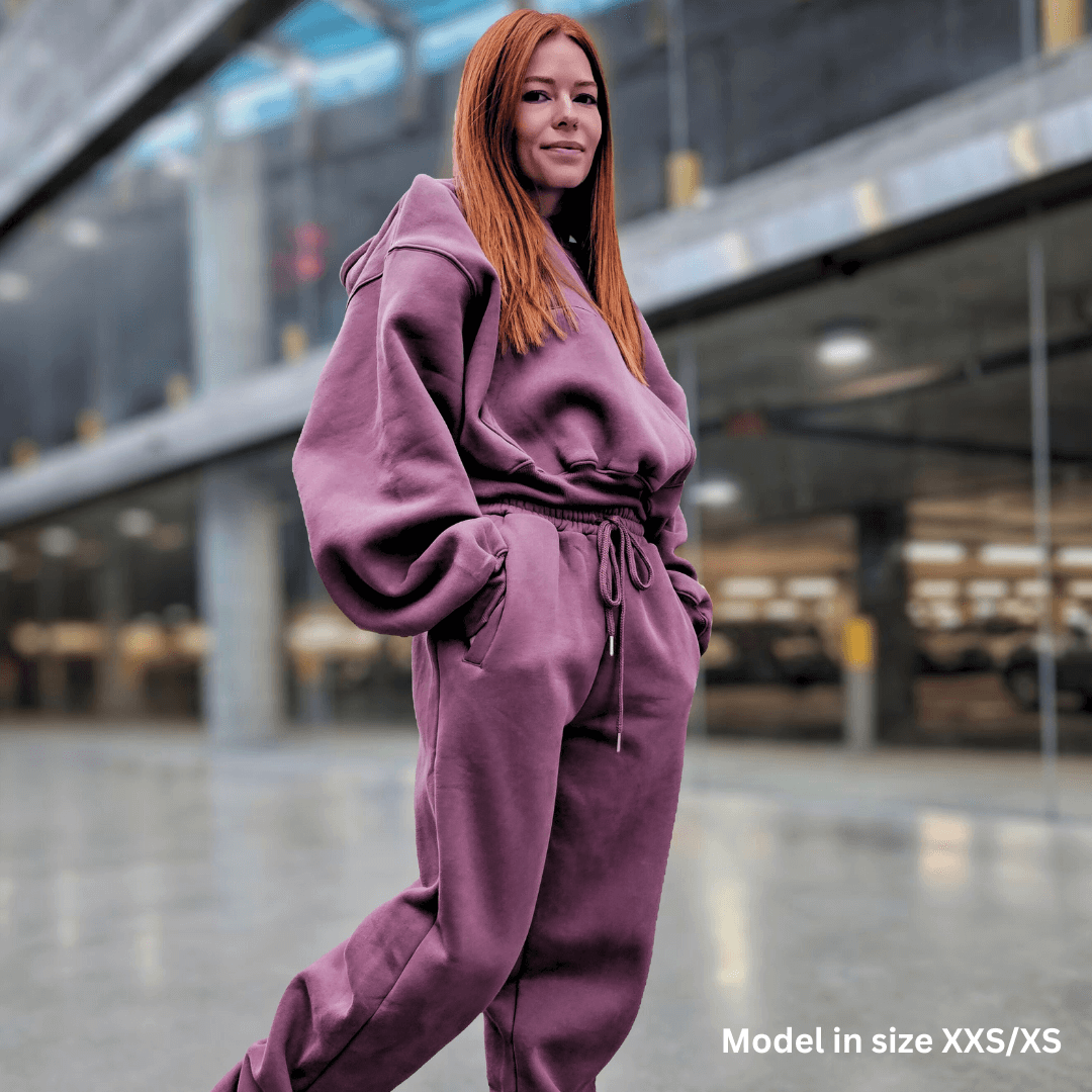Dusty Plum | Oversized Cropped Lounge Hoodie image 5