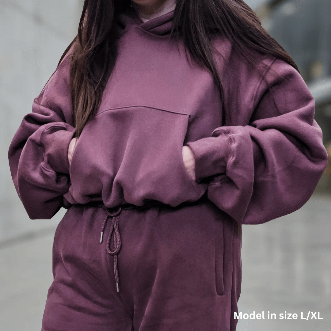 Dusty Plum | Oversized Cropped Lounge Hoodie image 14