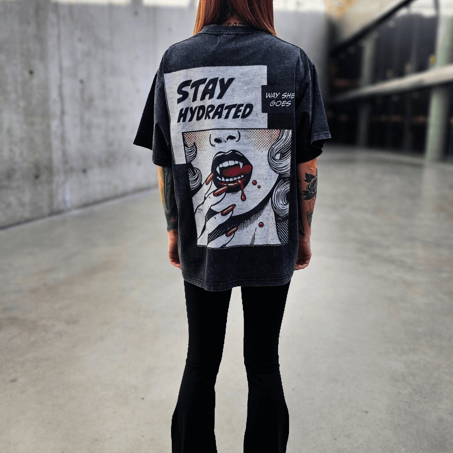 Black Stay Hydrated Vintage Oversized Tee