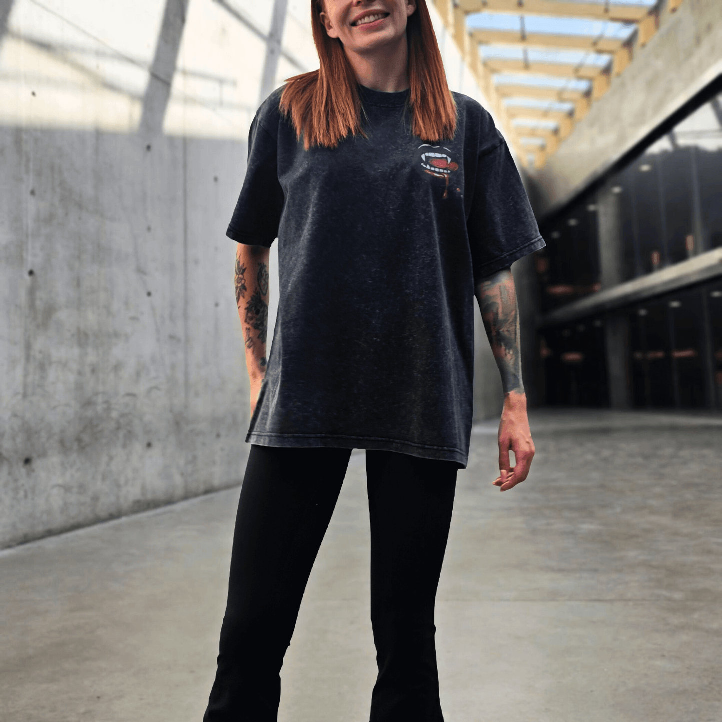 Black Stay Hydrated Vintage Oversized Tee