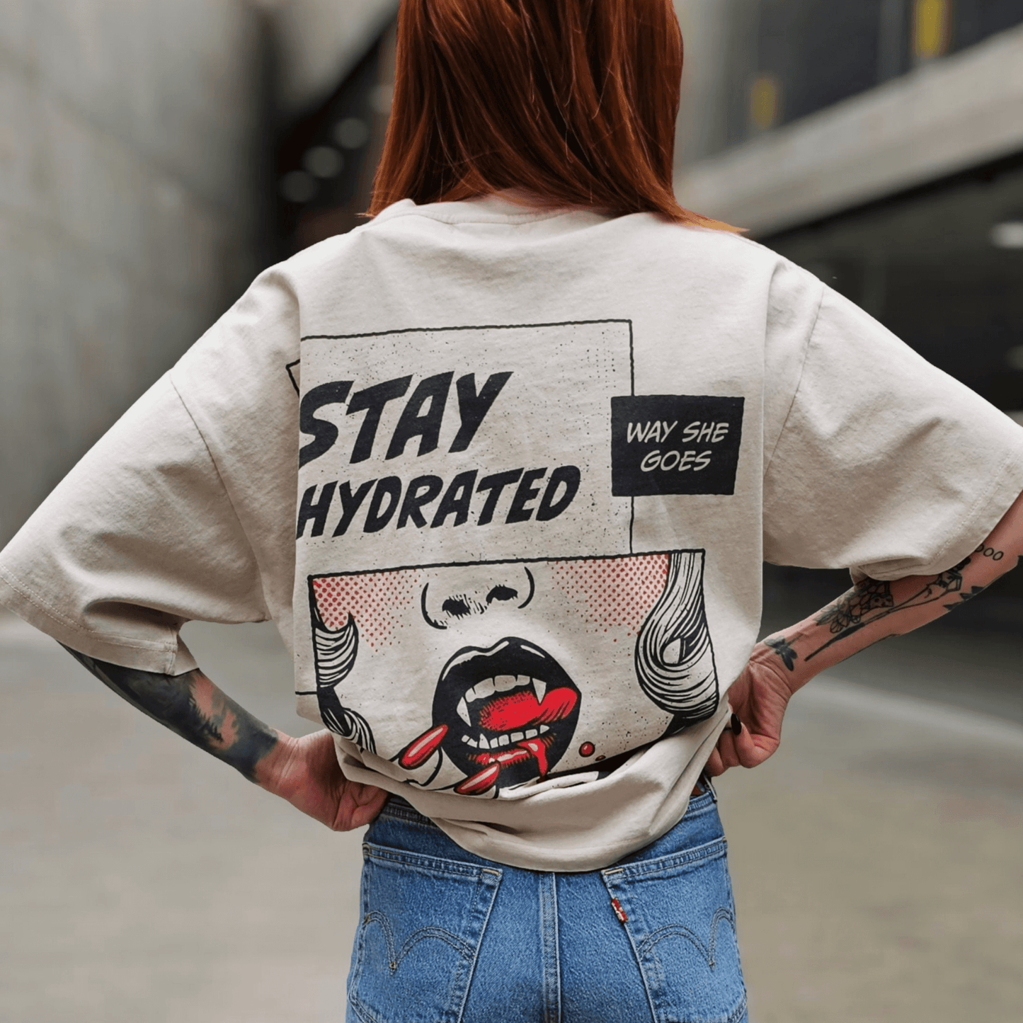 Stay Hydrated Vintage Oversized Tee