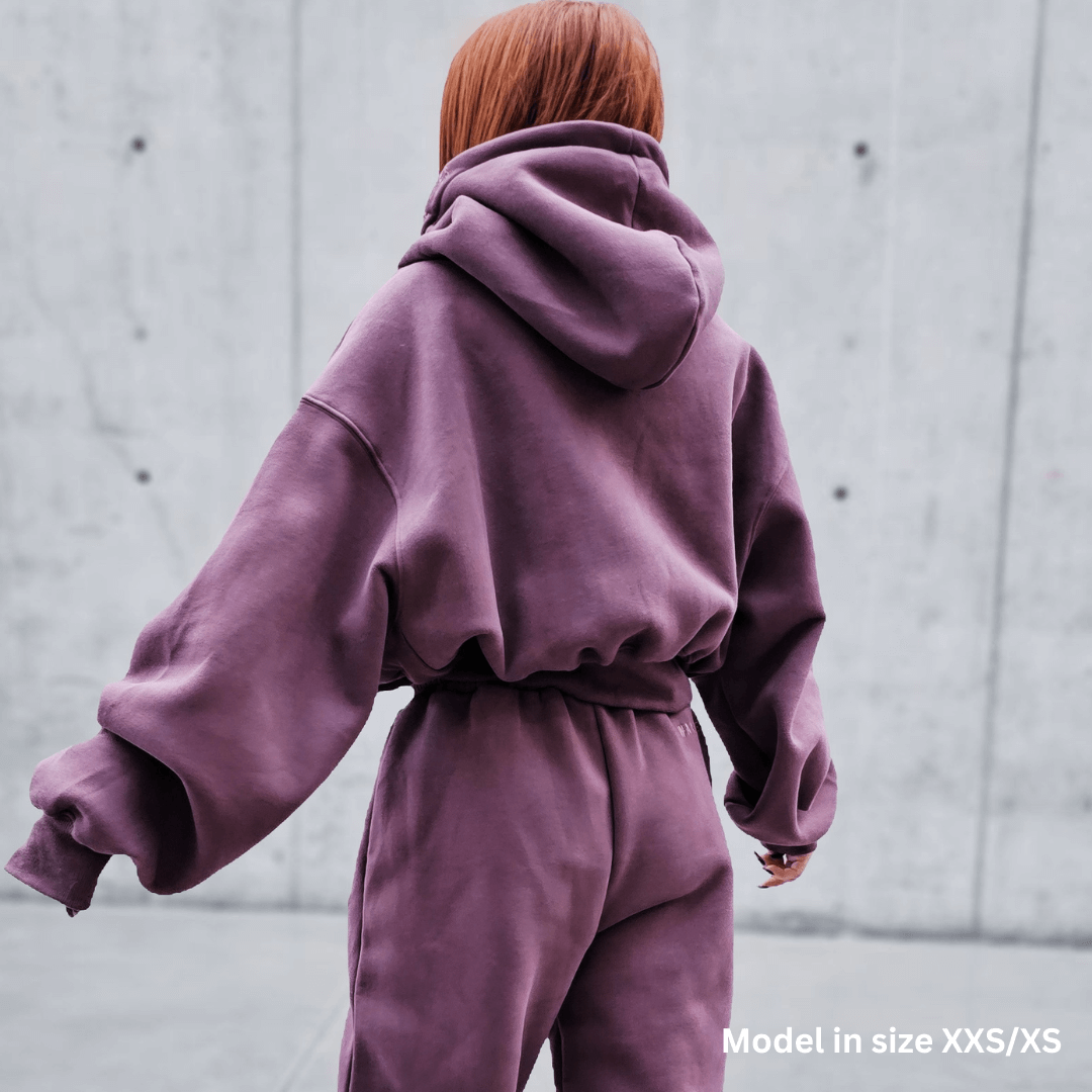 Dusty Plum | Oversized Cropped Lounge Hoodie image 10