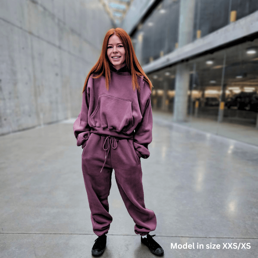 Dusty Plum | Oversized Cropped Lounge Hoodie image 3