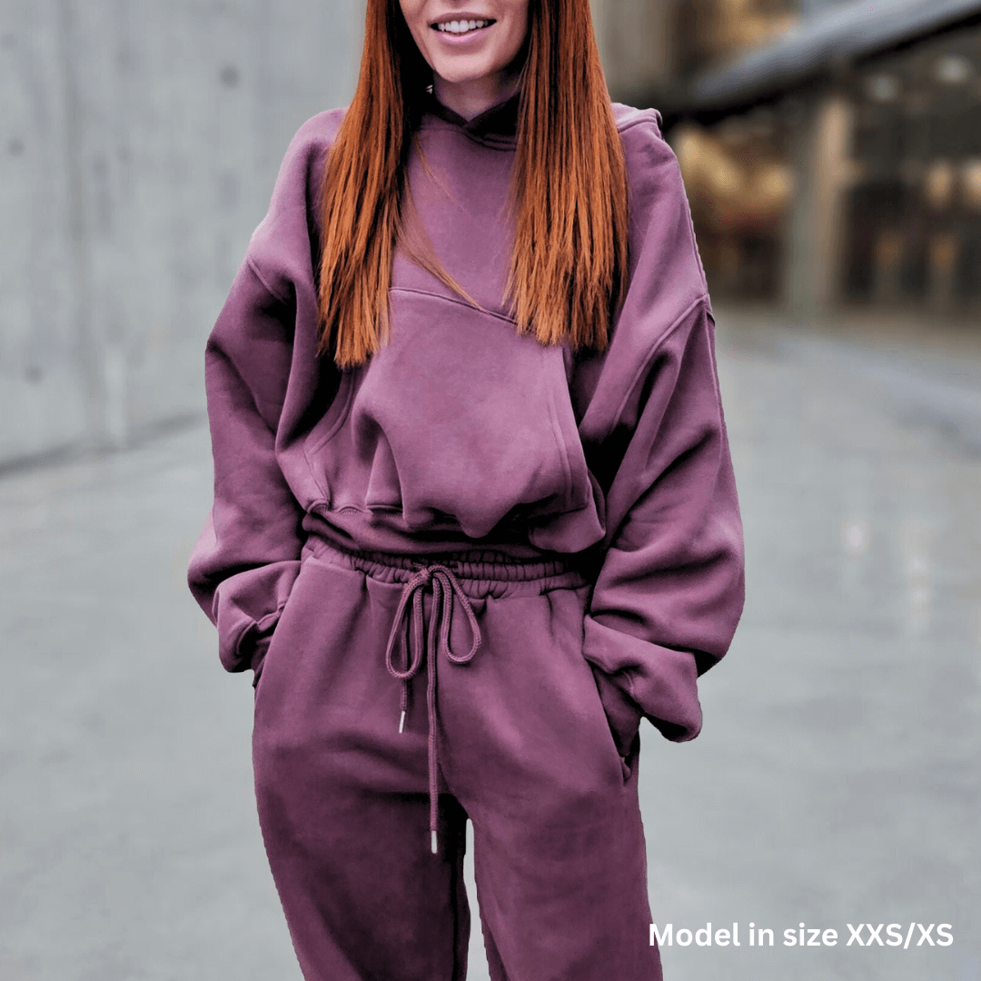 Dusty Plum | Oversized Cropped Lounge Hoodie image 4