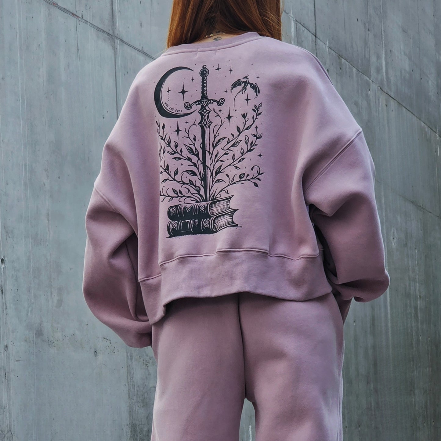 PRE-ORDER Book Dragon Dusty Lilac Cropped Crewneck