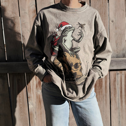 Santa Frog Vintage Long Sleeve