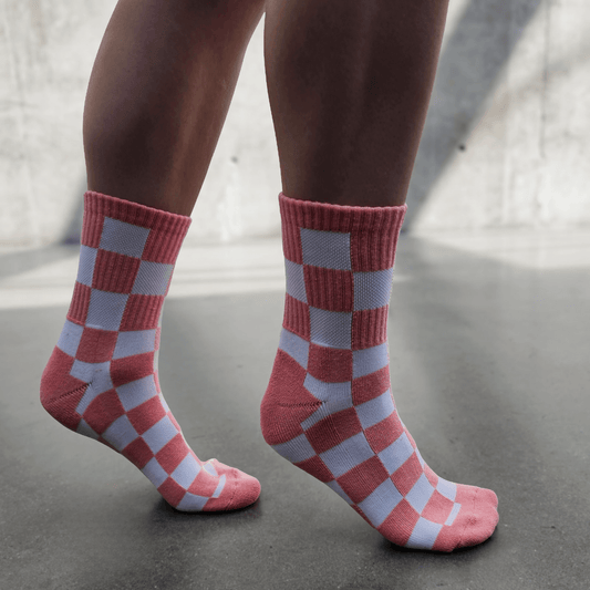 Peach Checkered Socks