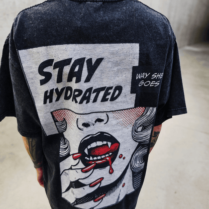 Black Stay Hydrated Vintage Oversized Tee