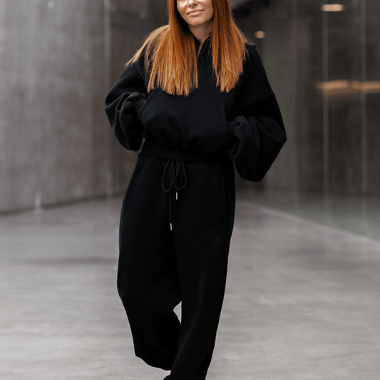 Black | Oversized Cropped Lounge Hoodie image 0