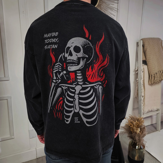 PRE-ORDER Maybe Today Satan Long Sleeve Vintage Tee