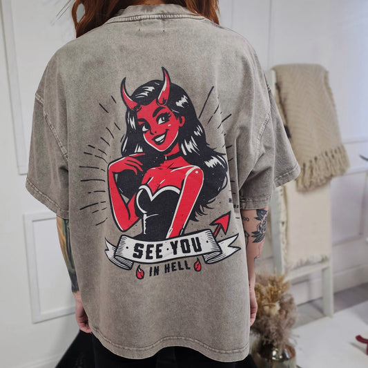 See You In Hell Boxy Vintage Tee